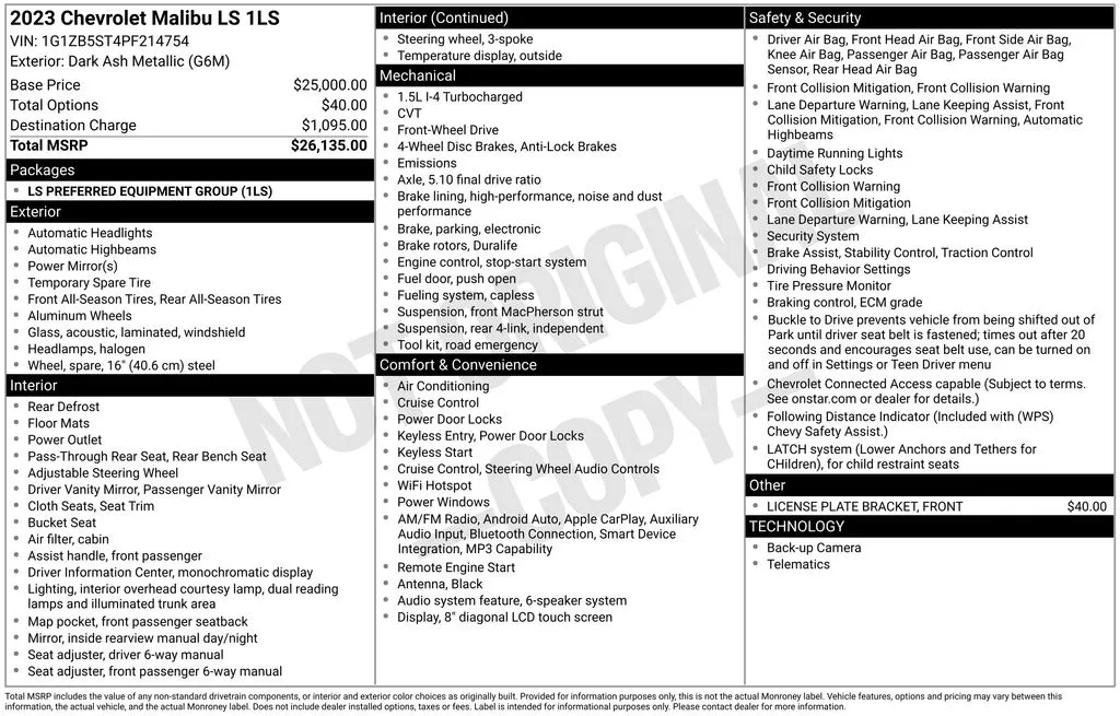 2023 Chevrolet Malibu LS for sale in Berlin, NJ