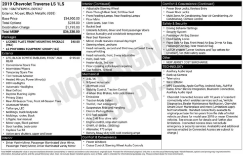 Black 2019 Chevrolet Traverse LS for sale in Berlin, NJ