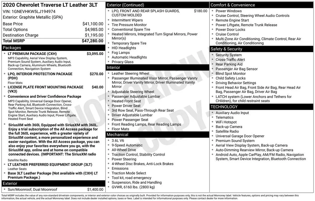 2020 Chevrolet Traverse 3LT for sale in Berlin, NJ