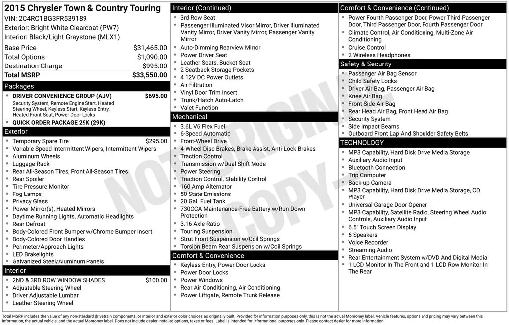2015 Chrysler Town & Country Touring for sale in Berlin, NJ
