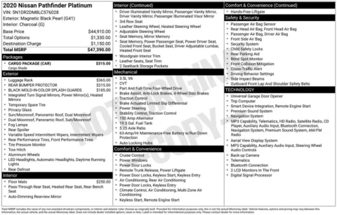 Black 2020 Nissan Pathfinder Platinum for sale in Berlin, NJ