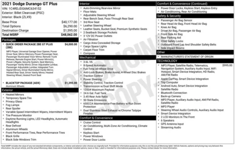 Silver 2021 Dodge Durango GT Plus for sale in Berlin, NJ