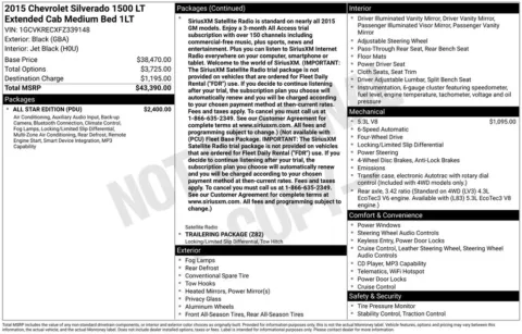 Black 2015 Chevrolet Silverado 1500 LT for sale in Berlin, NJ