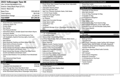 Black 2022 Volkswagen Taos 1.5T SE for sale in Berlin, NJ