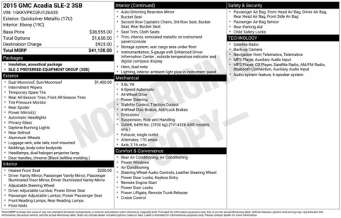 Silver 2015 GMC Acadia SLE-2 for sale in Berlin, NJ