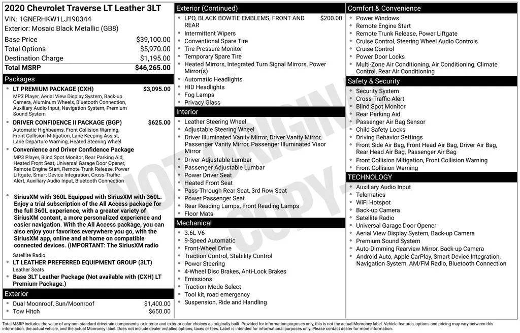 2020 Chevrolet Traverse 3LT for sale in Berlin, NJ