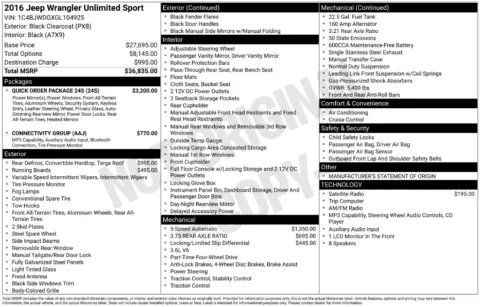 Black 2016 Jeep Wrangler Unlimited Sport for sale in Berlin, NJ