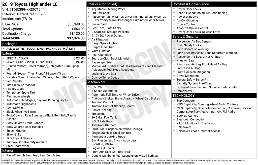 2019 Toyota Highlander LE for sale in Berlin, NJ