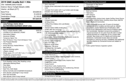 Black 2019 GMC Acadia SLE-1 for sale in Berlin, NJ