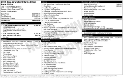 Black 2016 Jeep Wrangler Unlimited Rubicon for sale in Berlin, NJ