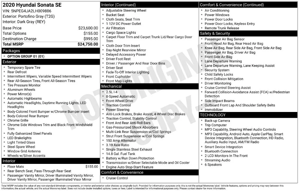 Gray 2020 Hyundai Sonata SE for sale in Berlin, NJ