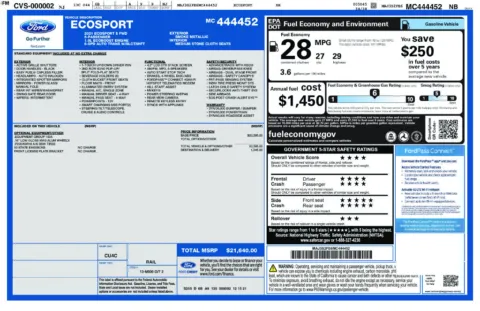 Unknown 2021 Ford EcoSport S for sale in Berlin, NJ