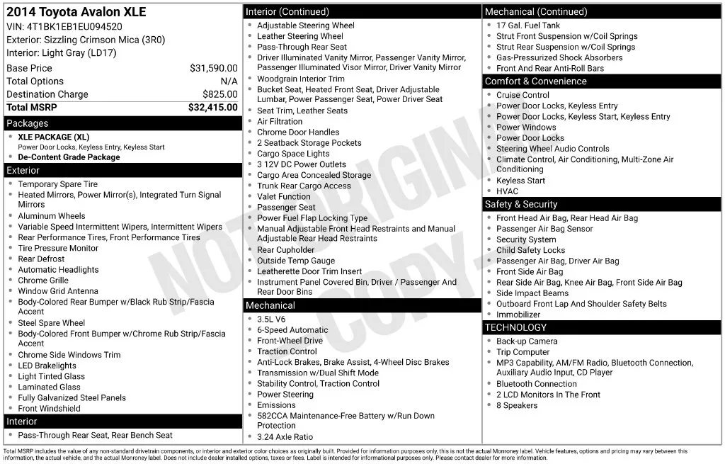 Red 2014 Toyota Avalon XLE for sale in Berlin, NJ