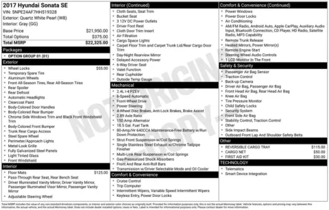 White 2017 Hyundai Sonata SE for sale in Berlin, NJ