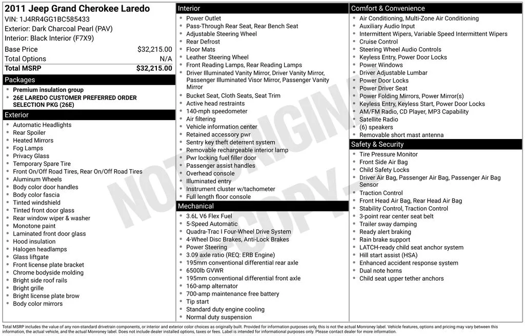 2011 Jeep Grand Cherokee Laredo for sale in Berlin, NJ