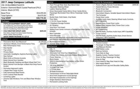Black 2017 Jeep New Compass Latitude for sale in Berlin, NJ
