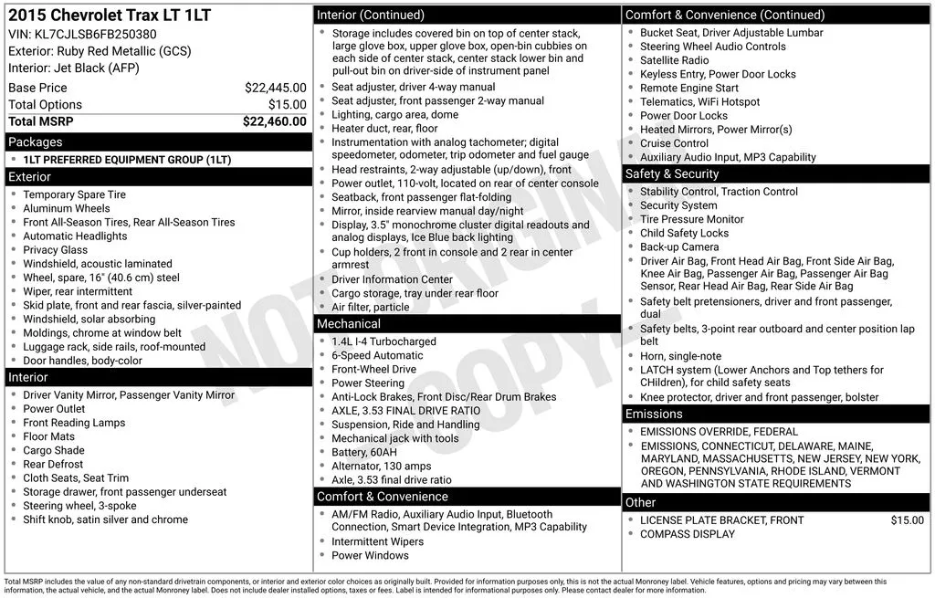 2015 Chevrolet Trax LT for sale in Berlin, NJ