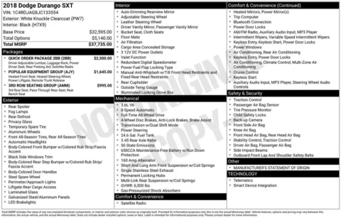White 2018 Dodge Durango SXT for sale in Berlin, NJ