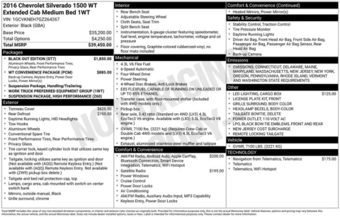 Black 2016 Chevrolet Silverado 1500 WT for sale in Berlin, NJ