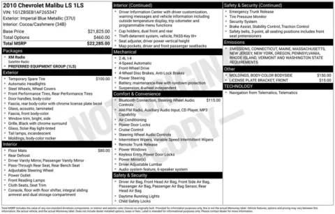 Blue 2010 Chevrolet Malibu LS for sale in Berlin, NJ