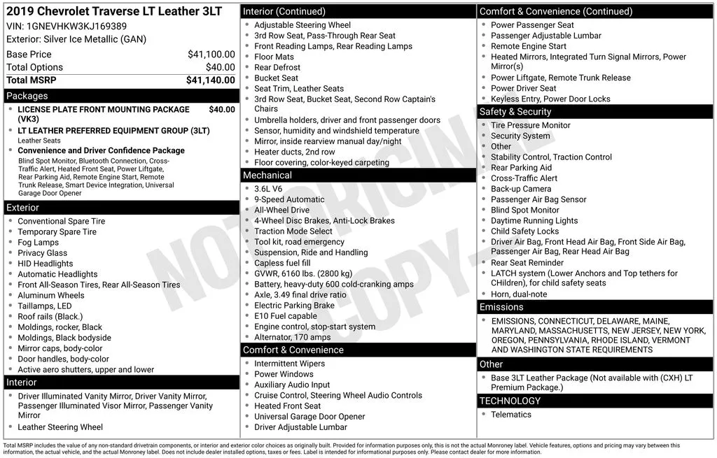 2019 Chevrolet Traverse 3LT for sale in Berlin, NJ