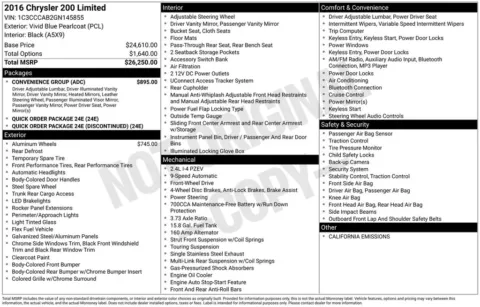 Blue 2016 Chrysler 200 Limited for sale in Berlin, NJ