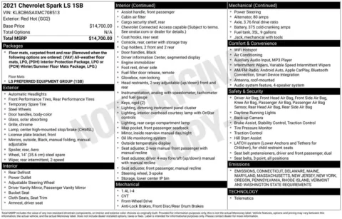 Red 2021 Chevrolet Spark LS for sale in Berlin, NJ