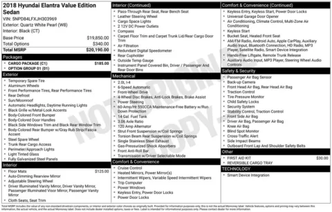 White 2018 Hyundai Elantra Value Edition for sale in Berlin, NJ