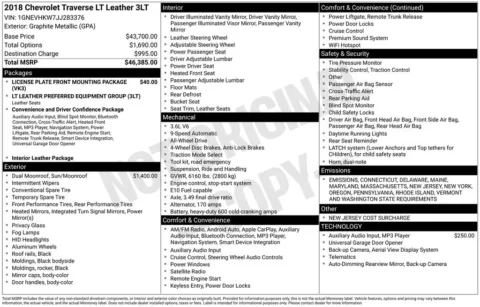 Gray 2018 Chevrolet Traverse 3LT for sale in Berlin, NJ