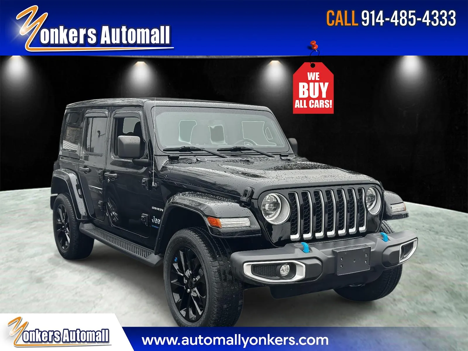 Black 2023 Jeep Wrangler 4xe Sahara 4x4 for sale in Yonkers, NY