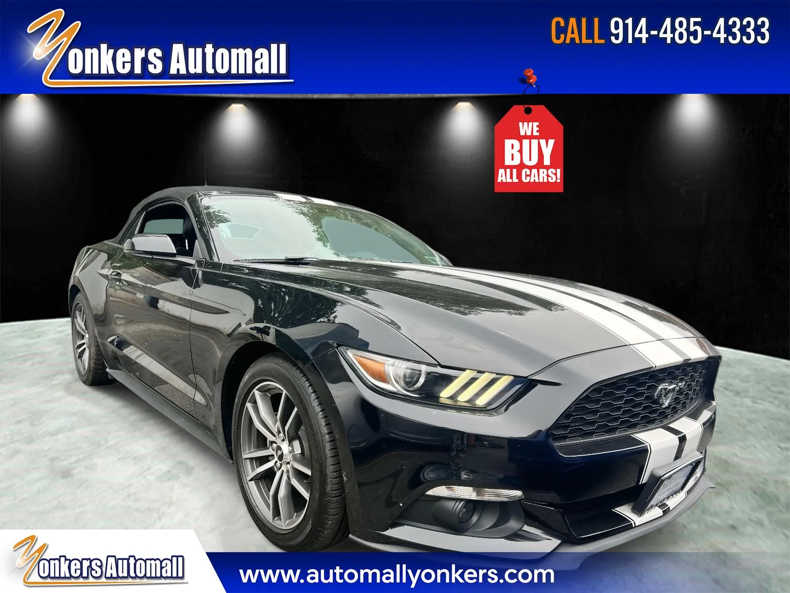 Black 2016 Ford Mustang 2dr Conv EcoBoost Premium for sale in Yonkers, NY