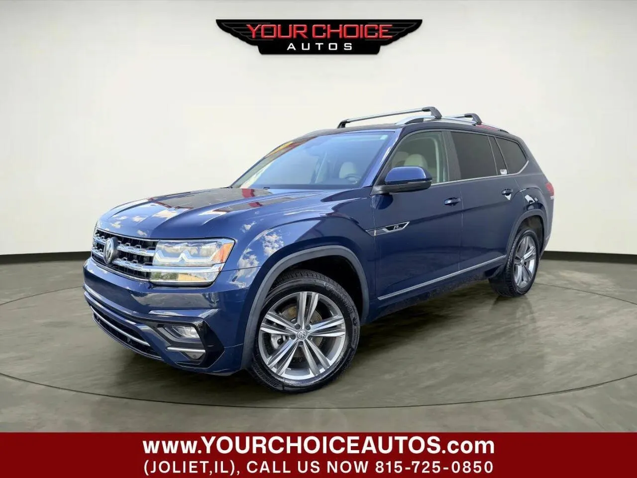 Blue 2019 Volkswagen Atlas 3.6L V6 SEL R-Line for sale in Joliet, IL