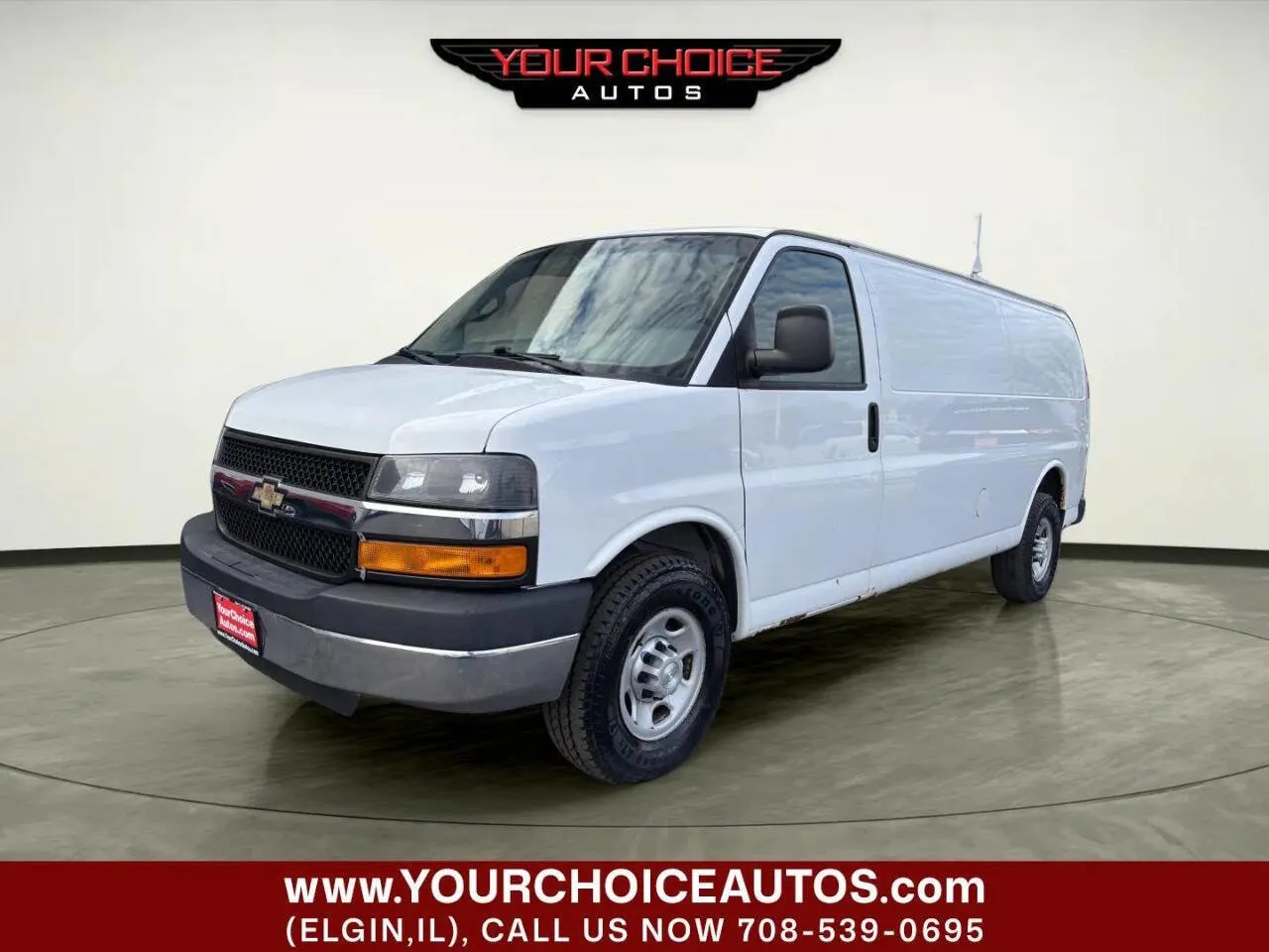 White 2016 Chevrolet Express Cargo Van 3500 3dr Extended Cargo Van w/1WT for sale in Elgin, IL
