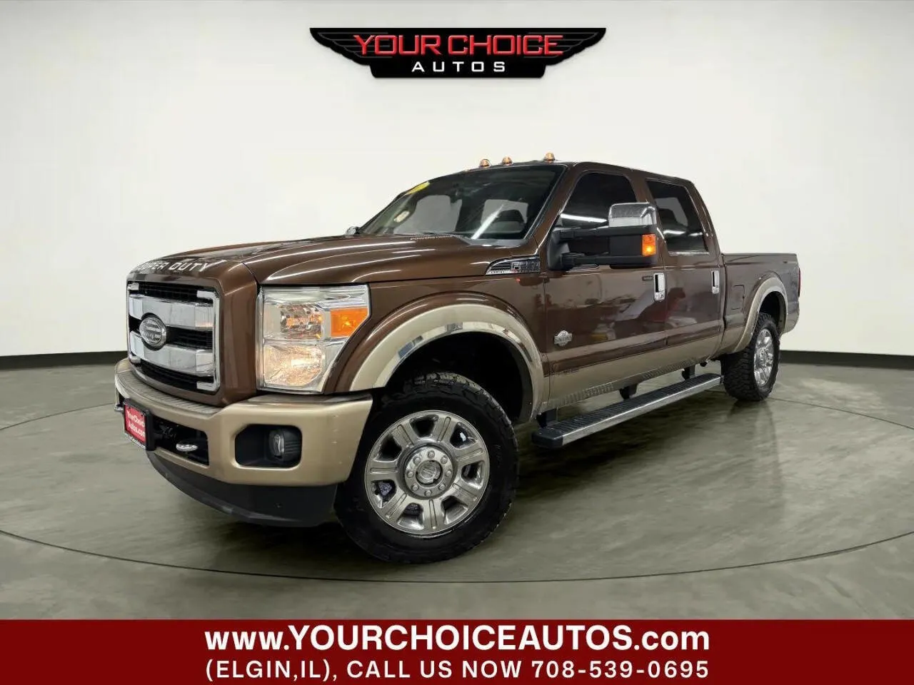 Brown 2012 Ford Super Duty F-250 SRW Lariat 4x4 4dr Crew Cab 8 ft. LB Pickup for sale in Elgin, IL