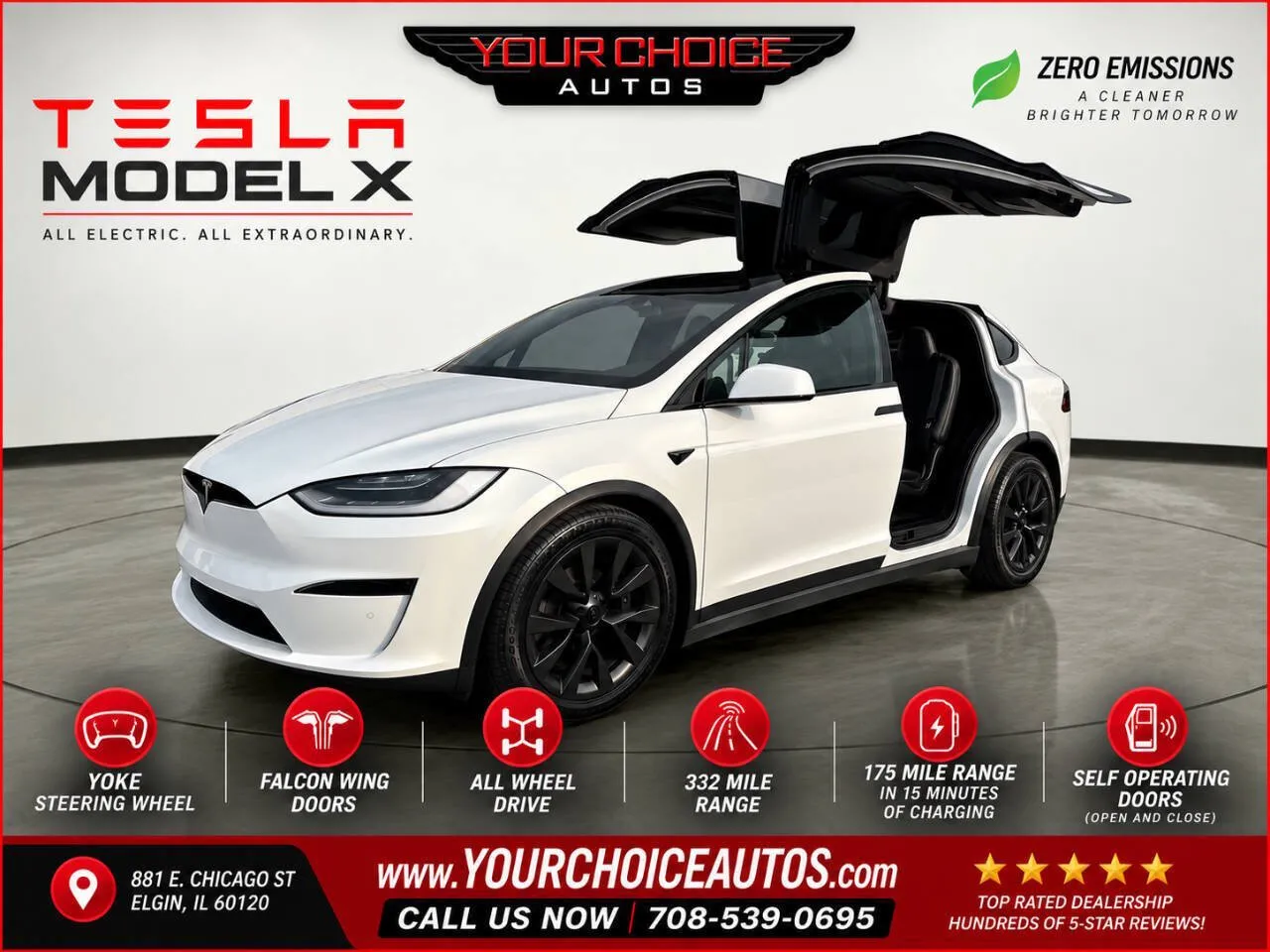 White 2022 Tesla Model X Base AWD 4dr SUV for sale in Elgin, IL