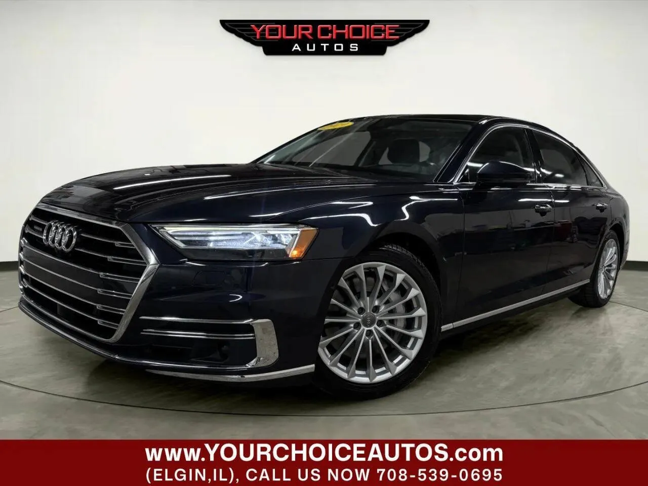 Blue 2019 Audi A8 L quattro 55 TFSI AWD 4dr Sedan for sale in Elgin, IL