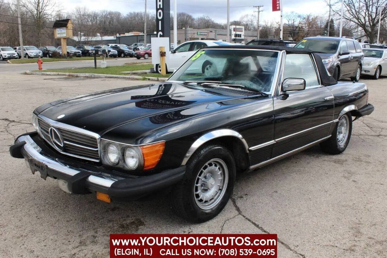 Black 1985 Mercedes-Benz 380-Class 380 SL 2dr Convertible for sale in Elgin, IL