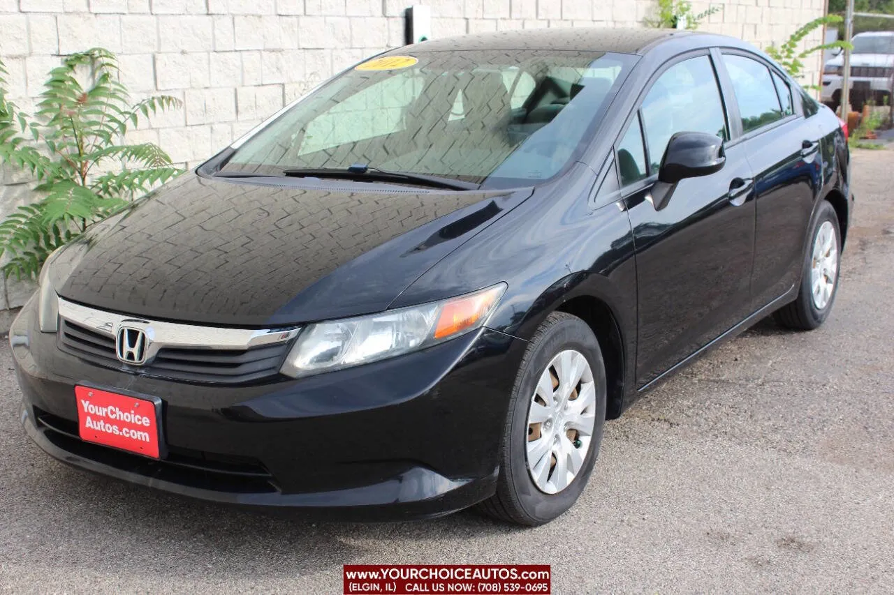 Black 2012 Honda Civic Sdn LX for sale in Elgin, IL