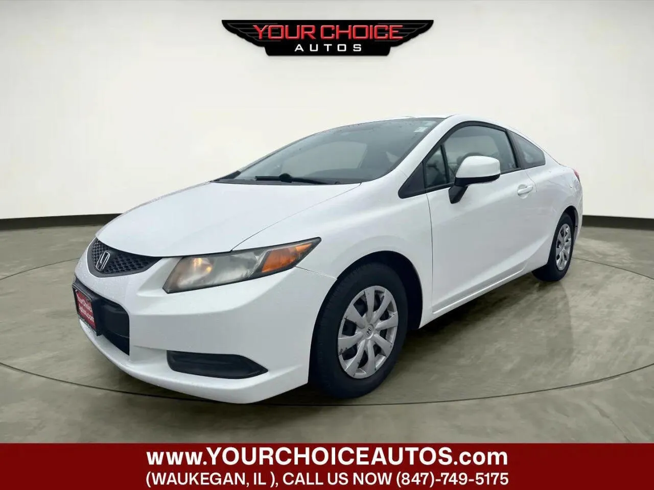 White 2012 Honda Civic Cpe LX for sale in Waukegan, IL