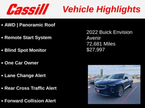 Another view of 2022 Buick Envision Avenir for sale in Cedar Rapids, IA at Cassill Motors