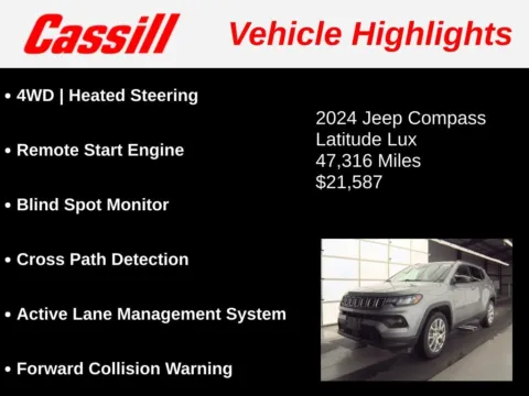 Another view of 2024 Jeep Compass Latitude Lux for sale in Cedar Rapids, IA at Cassill Motors