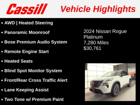 Another view of 2024 Nissan Rogue Platinum for sale in Cedar Rapids, IA at Cassill Motors