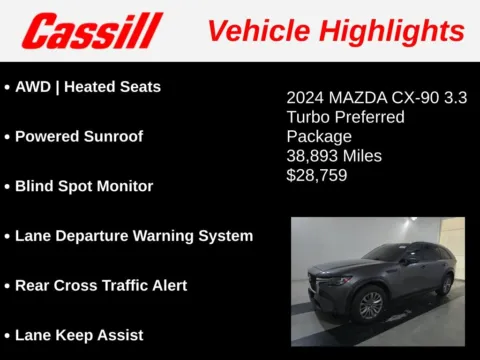 Another view of 2024 Mazda CX-90 3.3 Turbo Preferred for sale in Cedar Rapids, IA at Cassill Motors