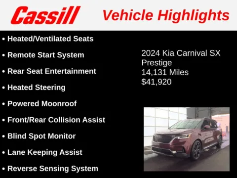 Another view of 2024 Kia Carnival SX Prestige for sale in Cedar Rapids, IA at Cassill Motors