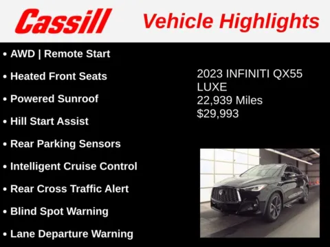 Another view of 2023 INFINITI QX55 LUXE for sale in Cedar Rapids, IA at Cassill Motors