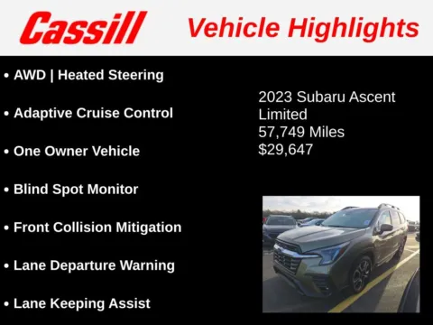 Another view of 2023 Subaru Ascent Limited for sale in Cedar Rapids, IA at Cassill Motors