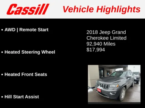 More photos of 2018 Jeep Grand Cherokee Limited at Cassill Motors, IA