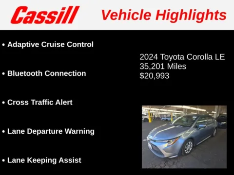 Another view of 2024 Toyota Corolla LE for sale in Cedar Rapids, IA at Cassill Motors