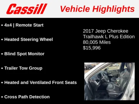 Another view of 2017 Jeep Cherokee Trailhawk for sale in Cedar Rapids, IA at Cassill Motors