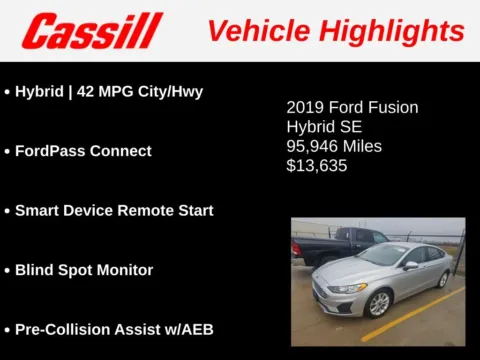 Another view of 2019 Ford Fusion Hybrid SE for sale in Cedar Rapids, IA at Cassill Motors